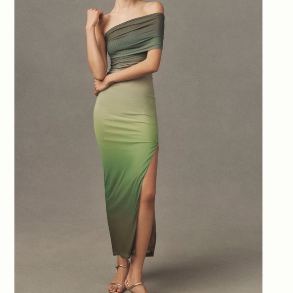 Anthropologie Dresses & Skirts - Anthropologie Olive to Forest Green Ombre Off-Shoulder Maxi Dress